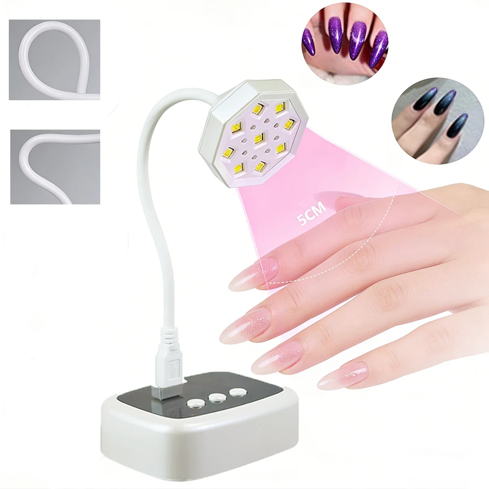 Lampada per unghie a LED UV per manicure Lampada per unghie professionale portatile per unghie in gel Lampada per asciugare le unghie con sensore automatico regolabile a 360 gradi