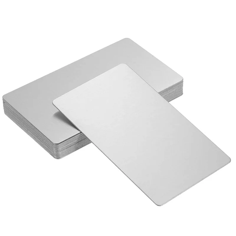 บัตรธุรกิจโลหะหนา สแตนเลส 304  แบบเปล่า สำหรับสลักเลเซอร์ ทำเองได้ บัตรของขวัญ ผิวด้านขัดเงา สำหรับลูกค้า