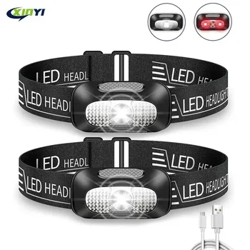 סופר אור מיני LED פנס עם USB טעינת 5 מצב עמיד למים פנס נטענת קמפינג פנס ראש אור לפיד מנורה