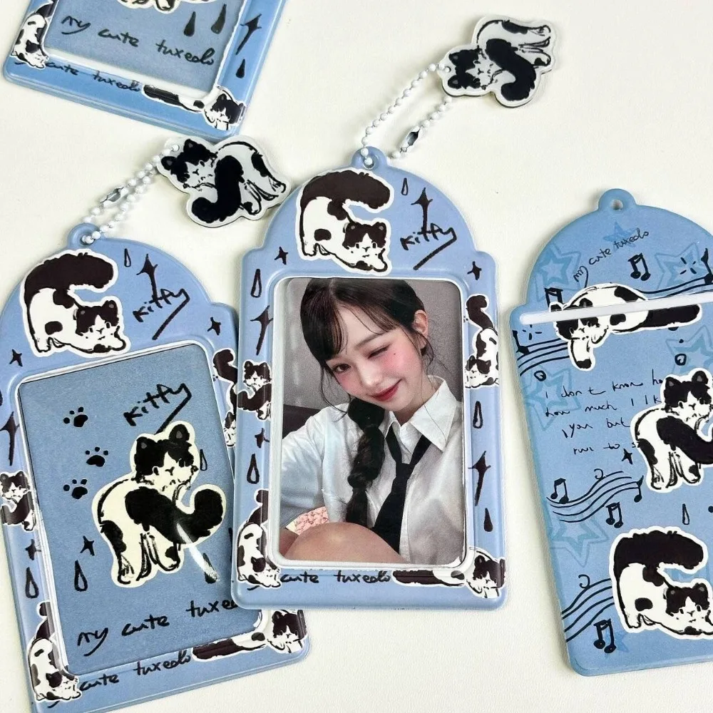 แบบพกพาแมวพิมพ์น่ารักกระเป๋า PU Multi Card Sleeve คลิปการ์ดขนาดเล็ก