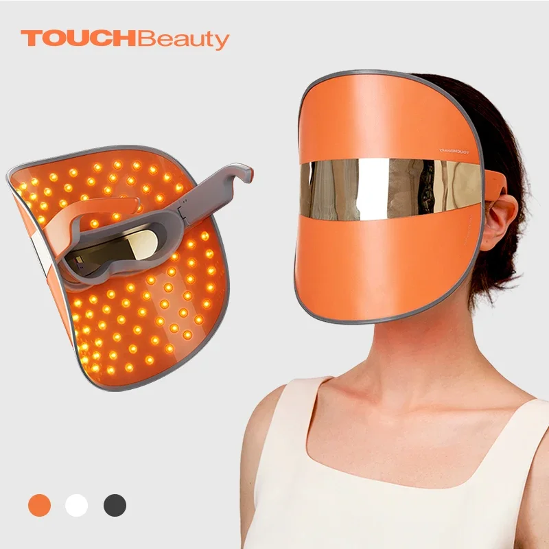 TOUCHBeauty Handheld LED Face Mask Full Coverage Anti-Aging Therapy Device with Red Blue Yellow Light Therapies for Beauty