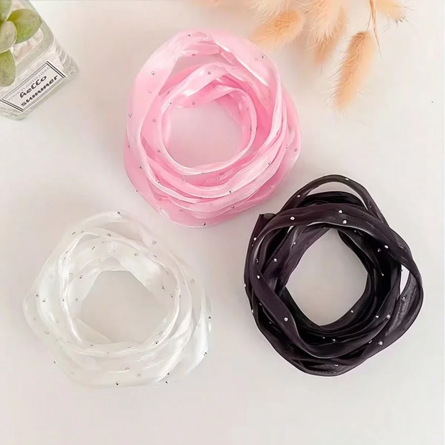 1.4m USB Cable Sleeve, Chiffon Ruffle Cover with Rhinestones, Fashion Phone Charger Cord Protector, for Various Data Lines
