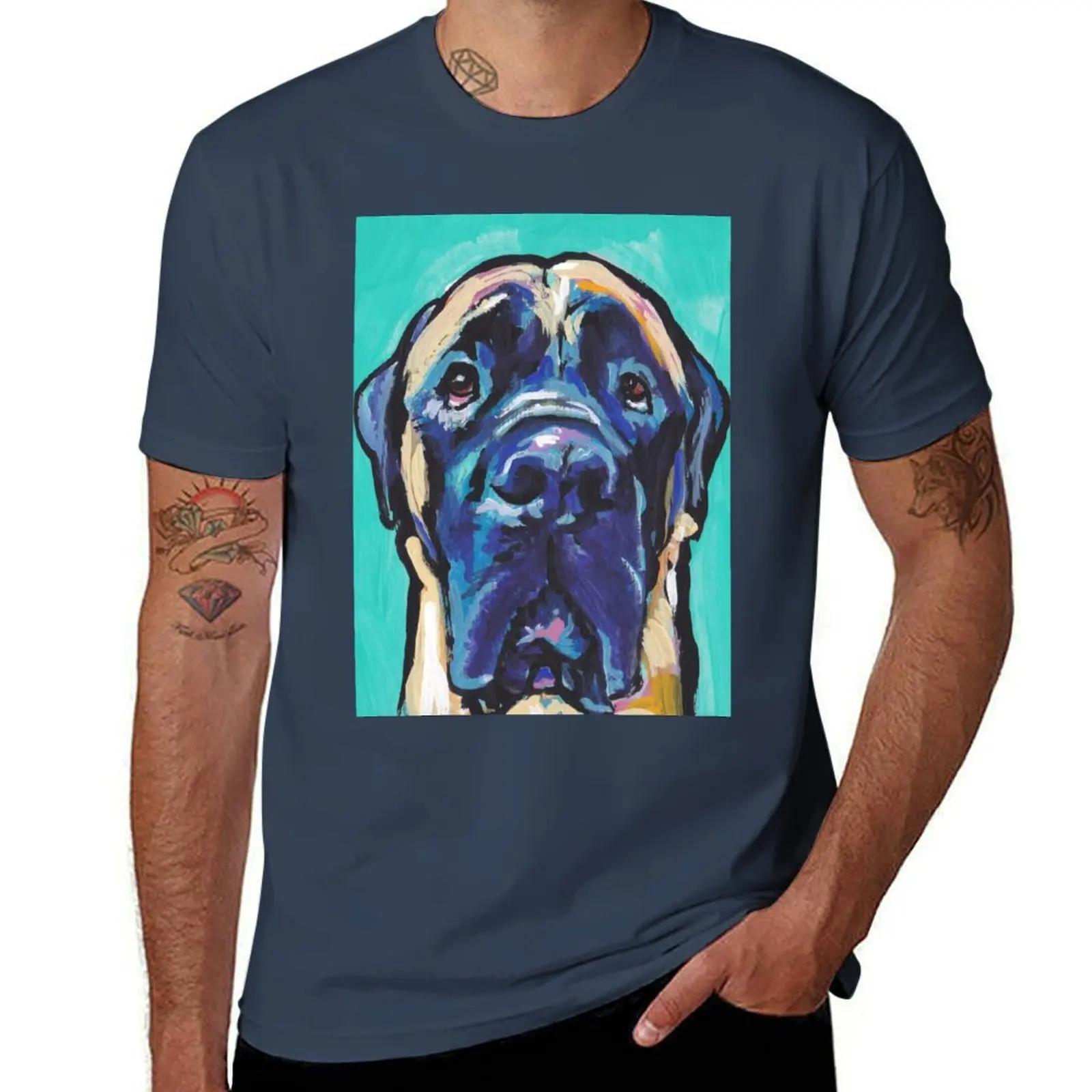 

English Mastiff Bright colorful pop dog art T-Shirt t shirts designer anime t shirts oversize T-Shirt