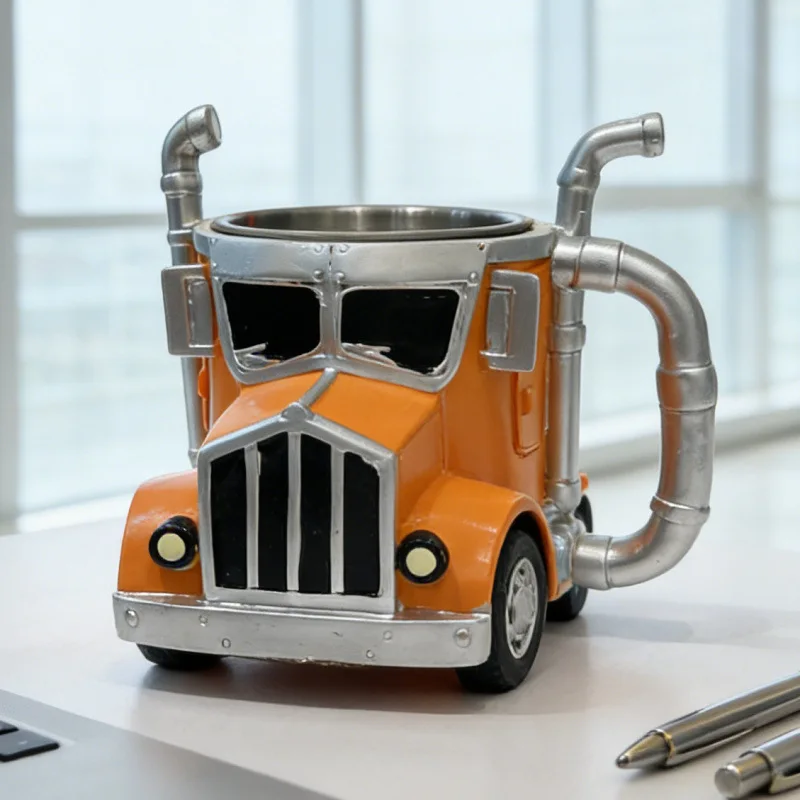 

Resin Truck Car Coffee Mug Funny Semi Truck Shape Heat Resistant Handmade Creative Tea Cup Unique Drinkware for Home Kitchen