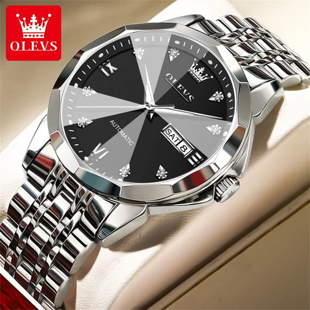 OLEVS Brand New Luxury Mechanical Watches Men\'s Stainless Steel Waterproof Week Date Fashion Automatic Watch Men Reloj Hombre