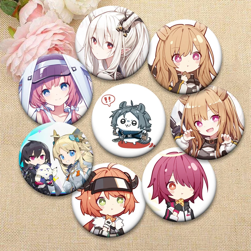 

Game Anime Arknights Pins Cute Q-version Cartoon Avatar Brooches Round Creative Badge on Backpack Jewelry Accessories Gifts