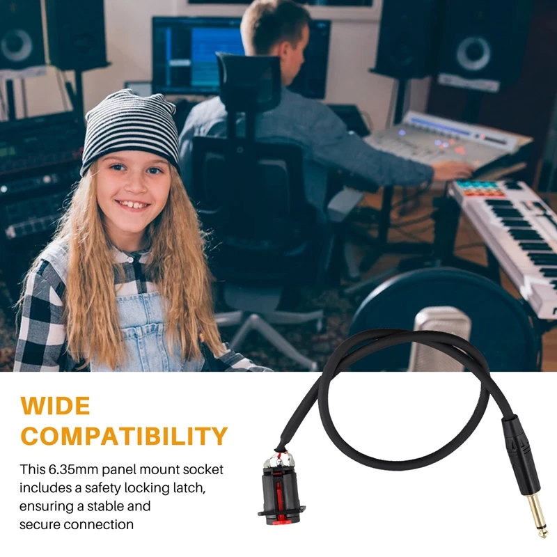 6.35Mm Female Panel Mount To 6.35Mm Male Connector Cable 6.35Mm Female Socket To 6.35Mm Male Headphone Extension Cable