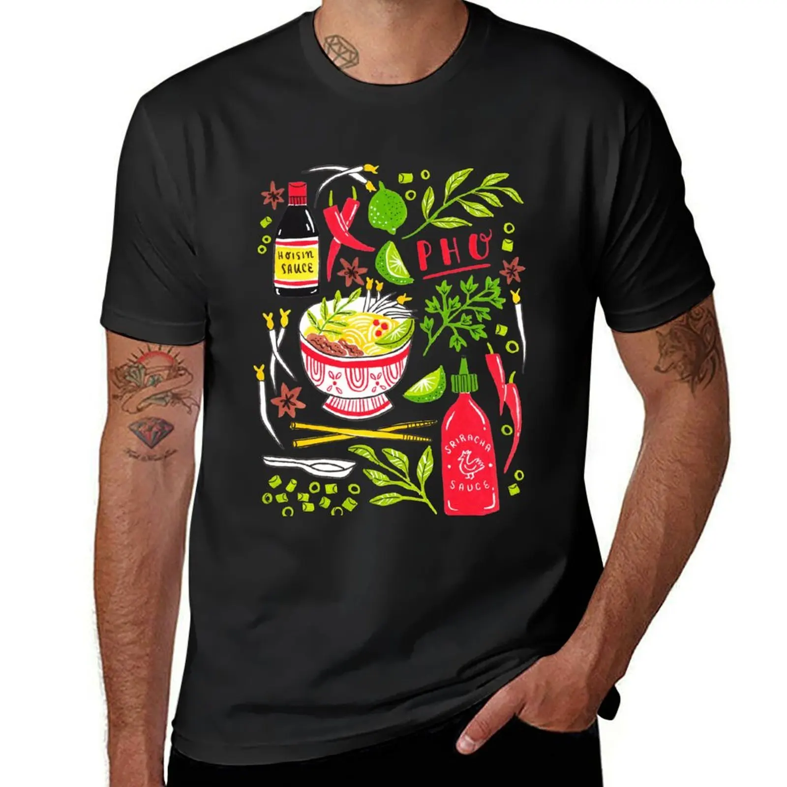 Vietnamese Pho Soup Sriracha T-Shirt sublime funnys oversized t shirt men