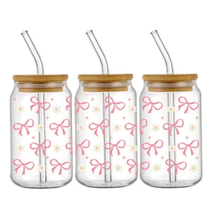 UV DTF transfer label, pink bow for 16oz Libbey Wraps Glasses, Cup Can Bottles, Personalized Waterproof Decals 8 Main sales helmet ls2 pink - №5