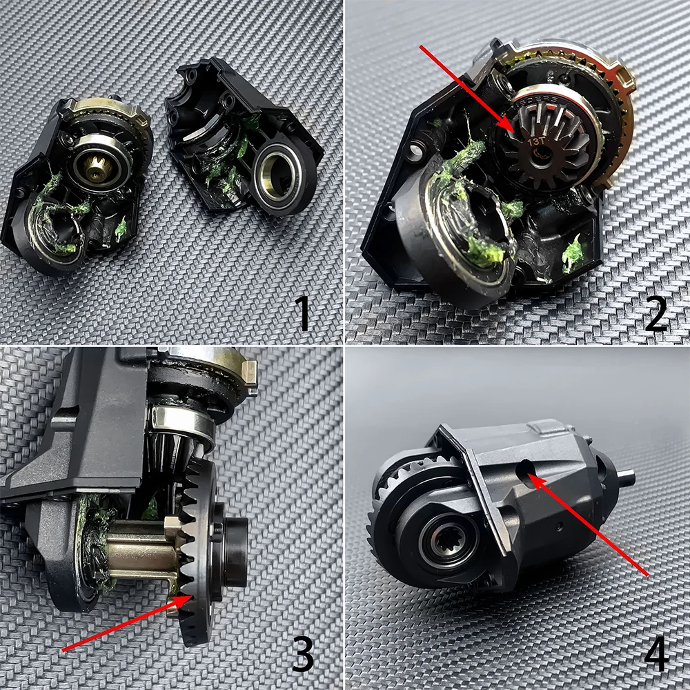 TRINOOD Stahl Vorder- und Hinterachse Differential Diff Gear Drive Kegelradsatz für 1/7 T-RAXXAS UDR Unlimited Desert Racer Teile