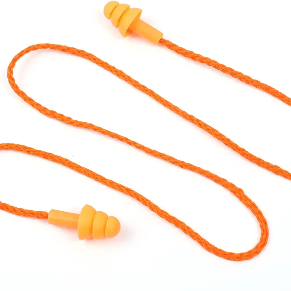 Soft Anti-Noise Ear Plug Waterproof Swimming Silicone Corded Earplugs Anti Lost Reusable Earplug With Rope Hearing Protection