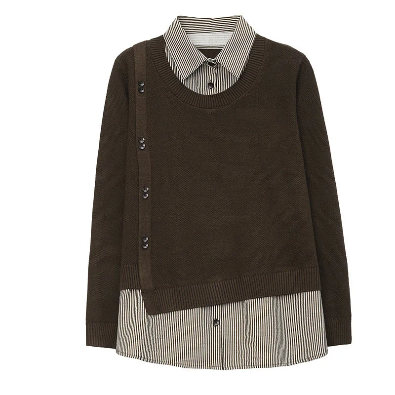 سترة محبوكة جديدة غير رسمية لخريف وشتاء 2025 مكونة من قطعتين للنساء للخريف والشتاء بأكمام طويلة سترة للنساء