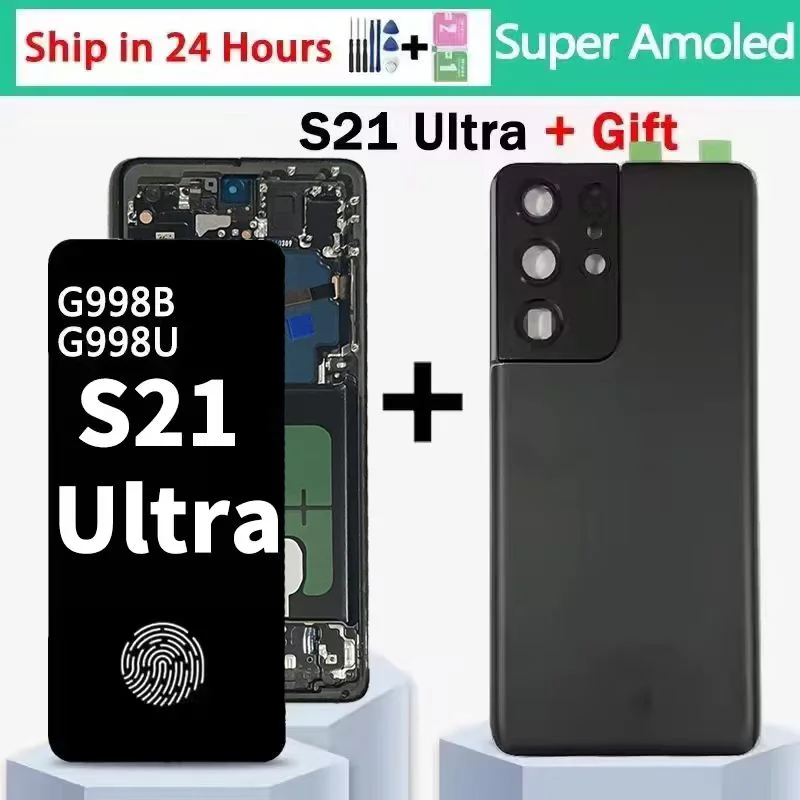 6.8 "super amoled para samsung s21 ultra 5g g998 g998u display digitador da tela de toque para samsung s21ultra g998b lcd