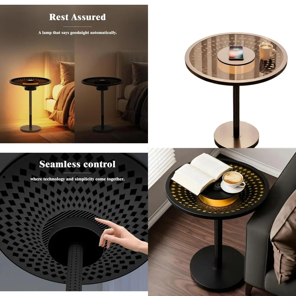 

Черная беспроводная зарядная прикроватная тумбочка с подсветкой и сенсорным диммером для спальни и гостиной