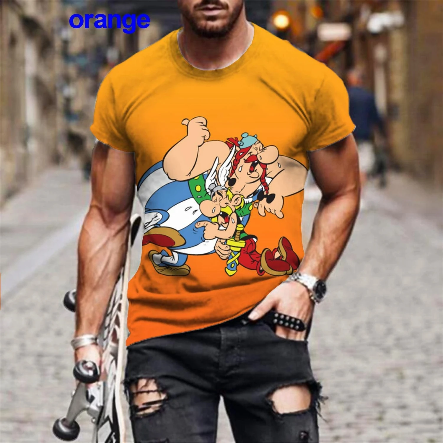 Hot Sale Comic Cartoon Asterix and Obelix Graphic 3D Print T-Shirts Fashion Men\'s/Women\'s Short Sleeve T-Shirt Plus Size Top Tee