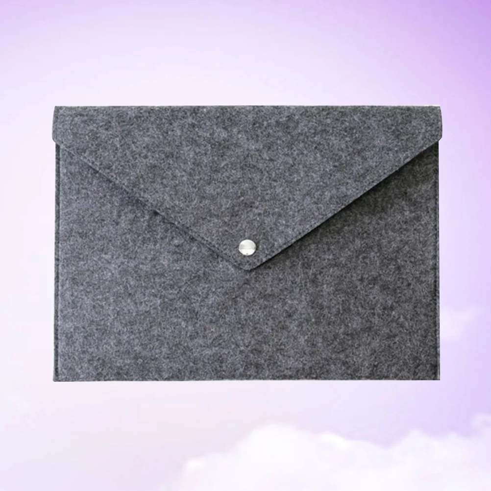 Felt File Folder Dark Grey Large Capacity A4 Paper Document Organizer Button Closure Office School Envelope Handbag Letter Size