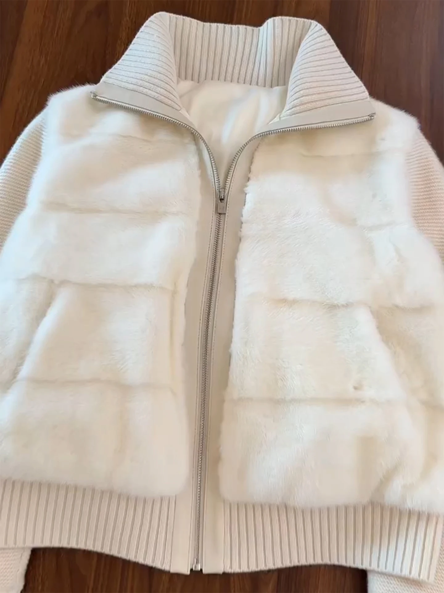 

New Thicken Korean All Match Knit Coats Patchwork Women's Cotton Padded Jacket Winter Solid Color Lapel Zipper Jackets