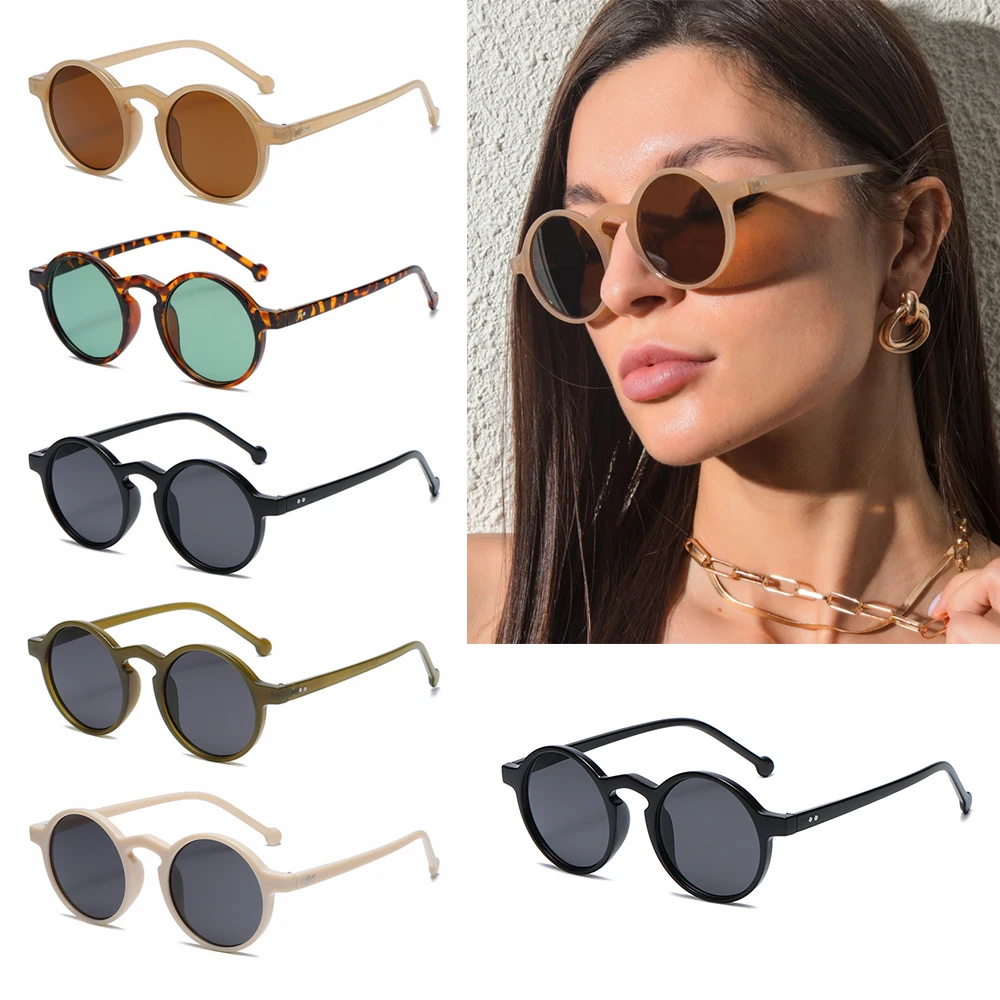 Retro Round Sunglasses for Women Brand Designer Vintage Small Frame Sun Glasses Fashion Korean Style Eyewear UV400