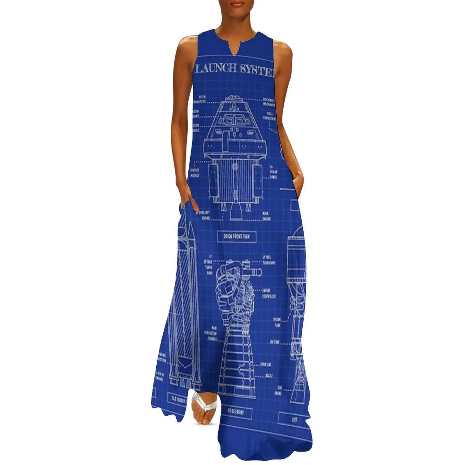

Space Launch System (SLS) Blueprint Long Dress party dresses woman dress women summer 2025 Dresses for wedding party