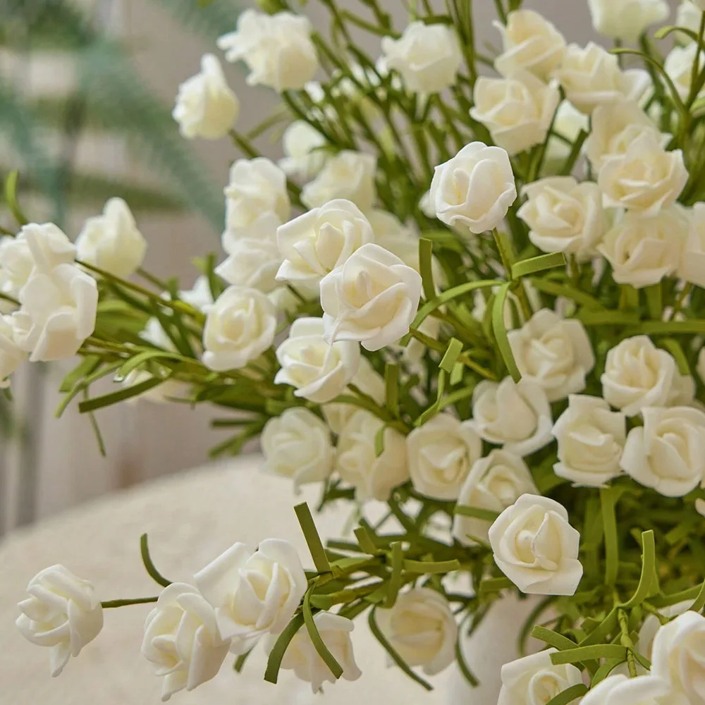 47cm PE Rosen Künstliche Blumenzweige Weiße Rosen Kunstblumen für Rustikale Heim- und Gartendekoration Blumenarrangements Hochzeitsbrautsträuße – Detail 4