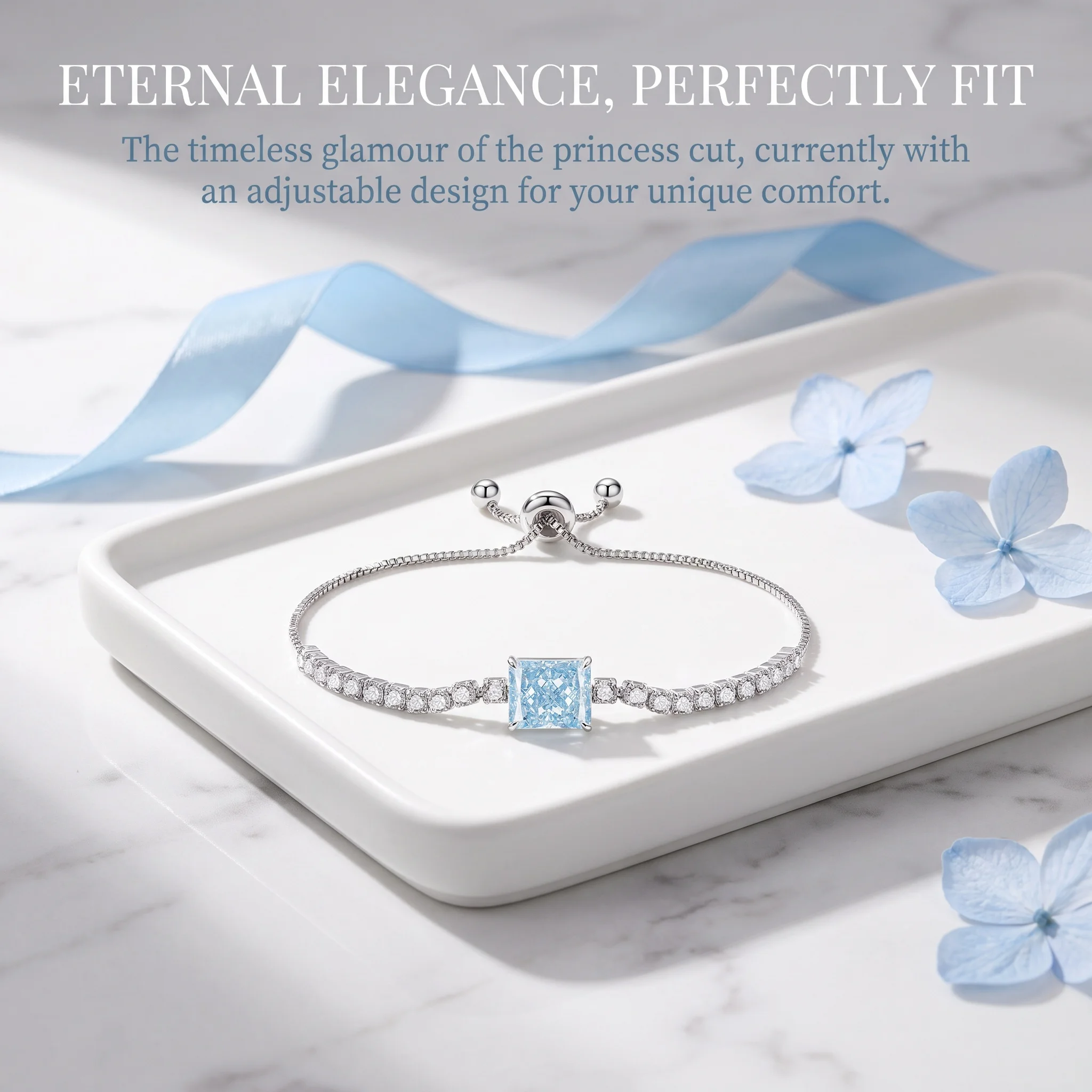 Luxury-Style 925 Sterling Silver Hot-selling Color-Beaded Ice Flower Pull-Out Bracelet Ultra-Shiny Fashion Jewelry Gift