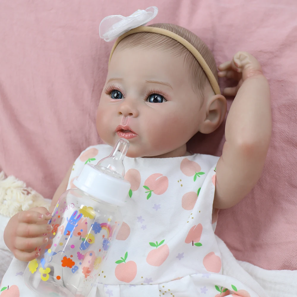 18 inch Full Body Siliconen Vinyl Reborn Baby Raven Wasbare Pop met Handgeschilderd Haar Bebe Reborn Speelgoed Kerstcadeaus voor Meisje