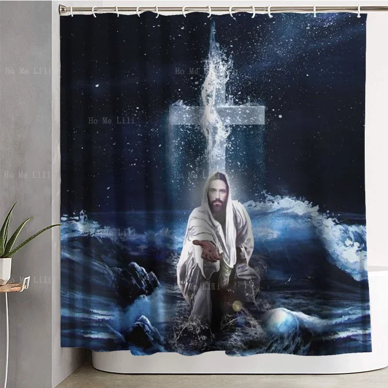 Jesus Stretched Out His Hands At The Cross To Save The Believers By Ho Me Lili Decorate Shower Curtains For Family