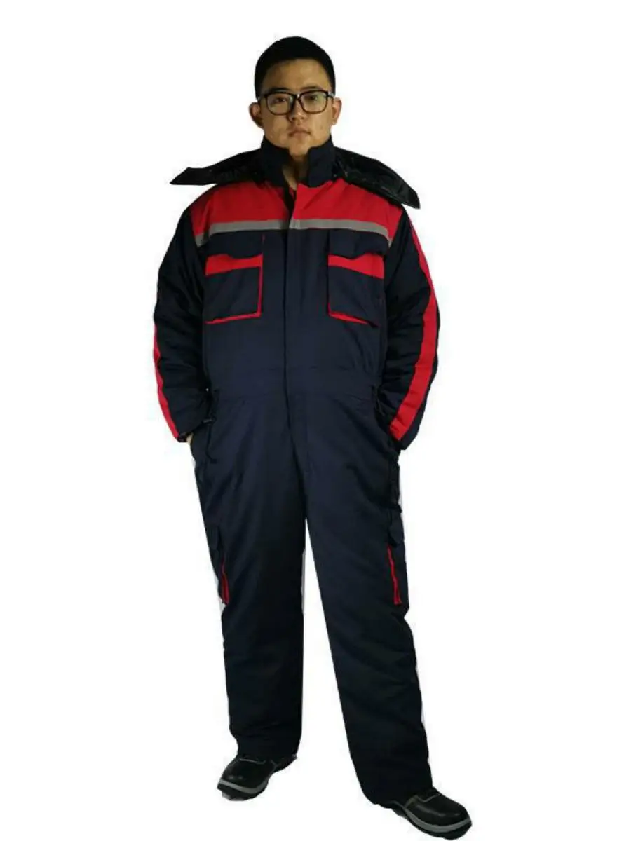 

Thiened Cotton Overalls with Hat for Men Winter Workwear Thermal Cold Resistant Garage Repair Cold Storage Cotton Jaet