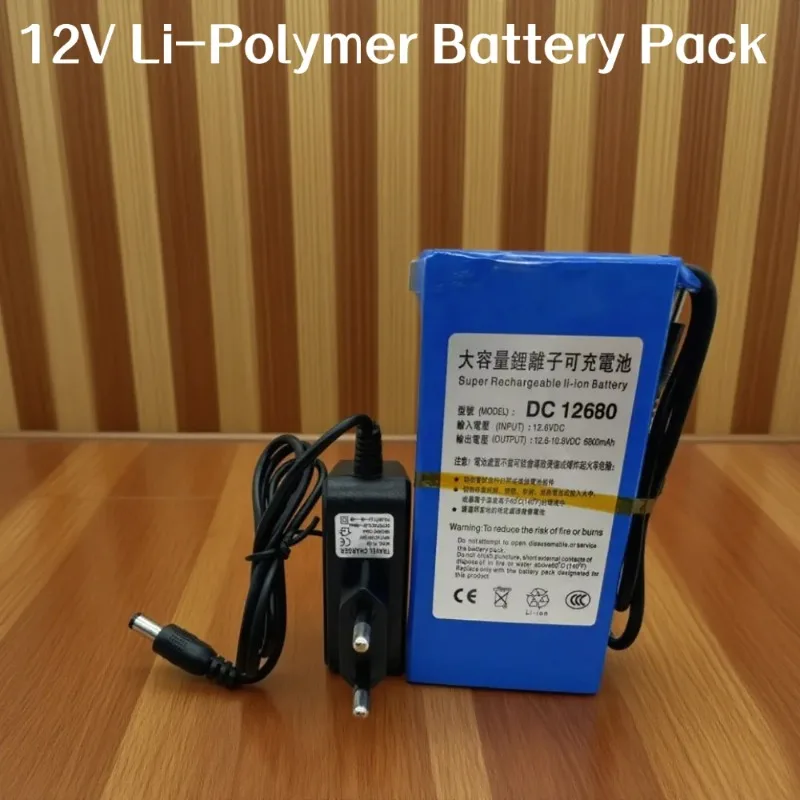 

12V 6800mAh Lithium Polymer 12.6V DC Super Rechargeable Battery for CCTV Camera Wireless Transmitter Rechargeable Battery