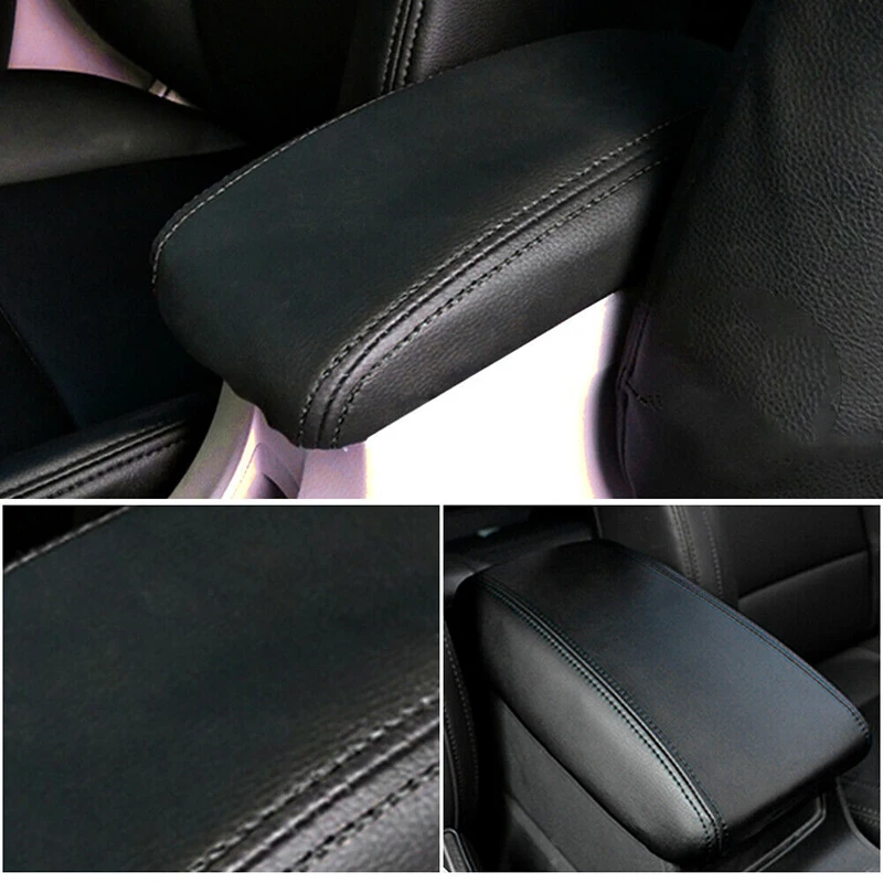 Leather Car Door Panels Central Armrest Console Cover Skin For Honda Civic 2012 2013 2014 2015 Black Dust-Proof Protector