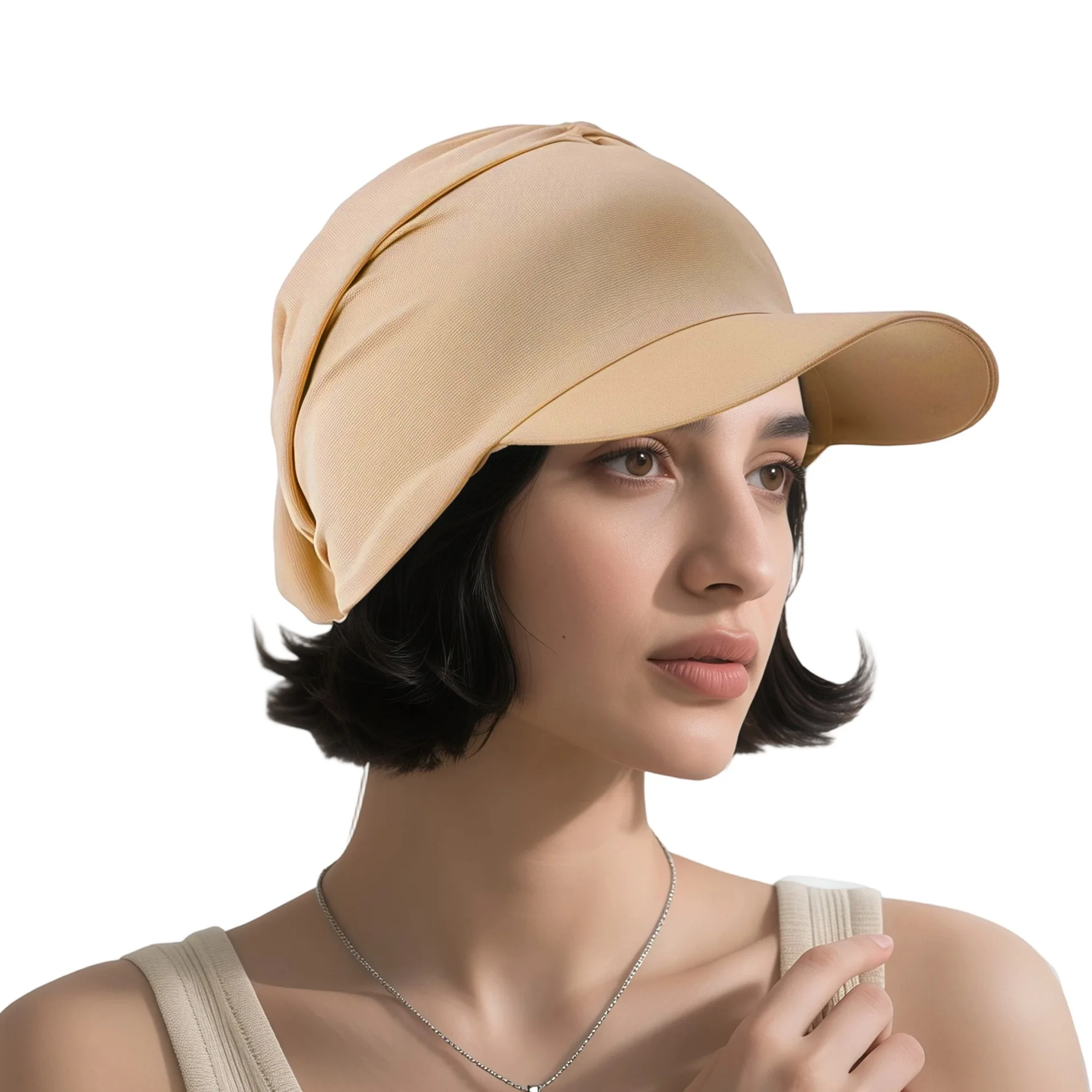 Novas mulheres aba larga lenço chapéu de sol cinta plissada boné de beisebol de cauda longa muçulmano hijab gravata volta cabeça envoltório viseira chapéu