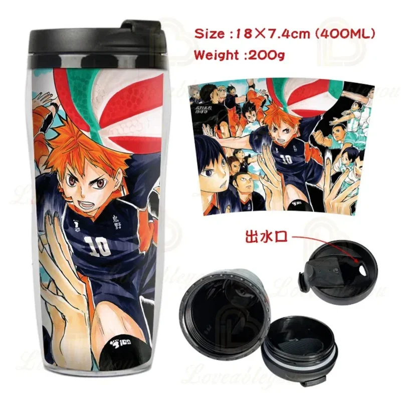 Haikyuu Junior Anime Student Household Drinking Cup Anime Creative Water Cup Double-layer Insulated Plastic Cup Kids Gift