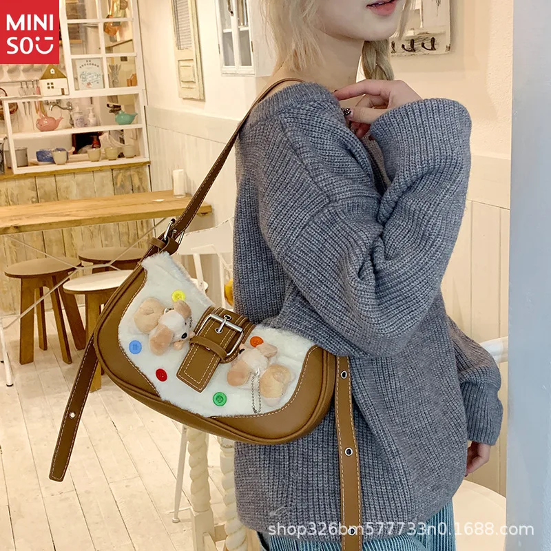 Miniso 2025 Niche Design Shoulder Bag, Luxury Commuter Crossbody, Elegant Underarm Purse