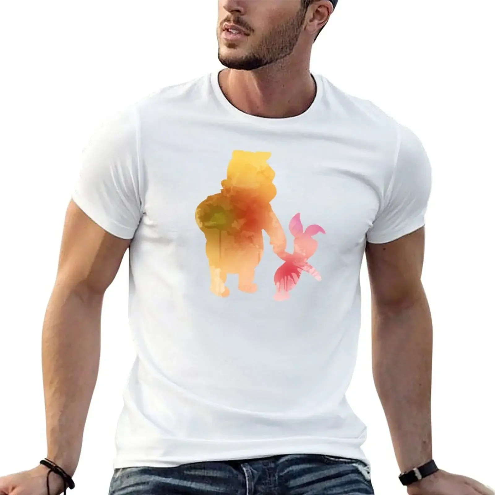 

Bear and Pig Inspired Silhouette T-Shirt oversized t shirt topping boys whites Blouse mens designer t shirt