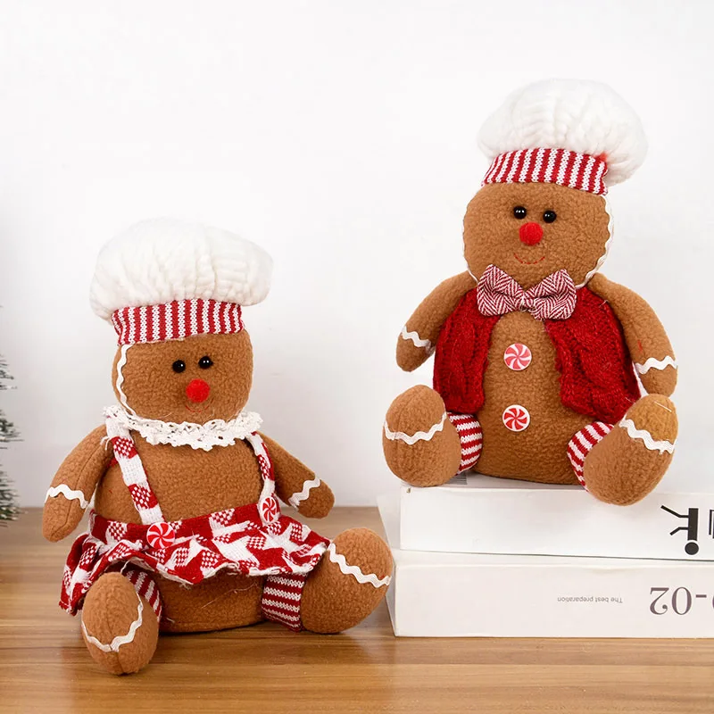 

1pc Large Gingerbread Man Chef Plush Dolls Xmas Tree Ornaments New Year Kids Gift Christmas Home Party Decoration Supplies