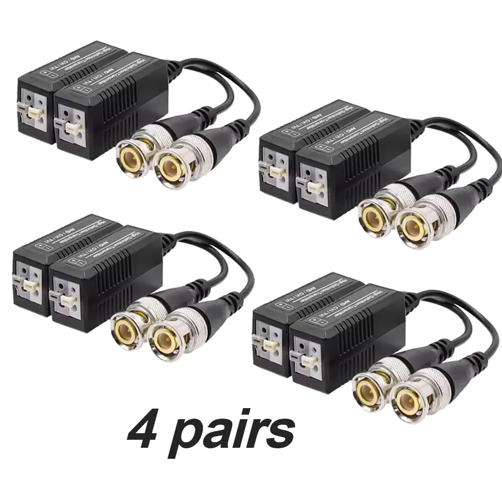 8Pcs (4 Pairs)  Hd CVI/TVI/AHD Video Balun Transceiver For cctv security camera BNC Cat5 CCTV UTP Video Balun