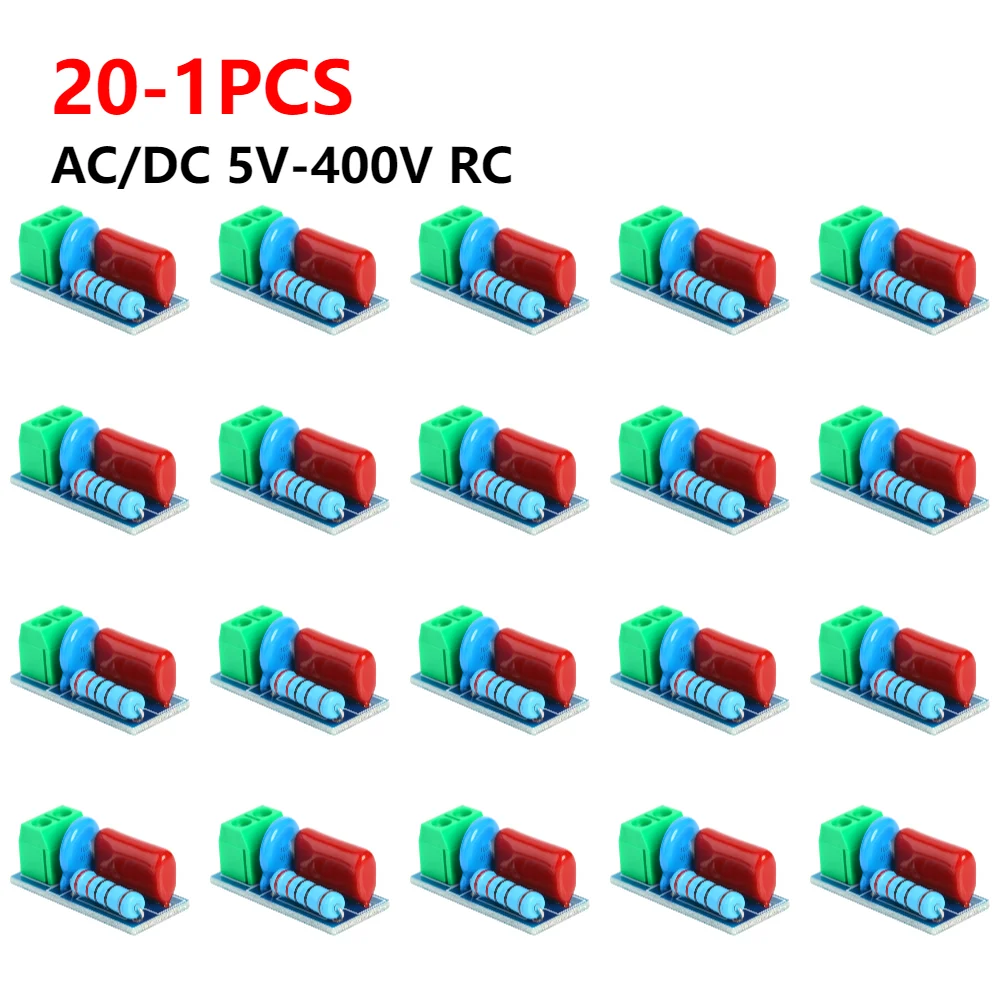 20-1PCS RC Absorption Circuit Module Relay Contact Protection Resistance Surge AC/DC 5V-400V Snubber Board