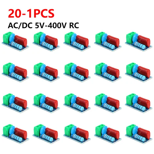 Módulo de circuito de absorción RC, relé de protección de contacto, resistencia contra sobretensiones AC/DC 5V-400V, placa Snubber, 20-1 piezas