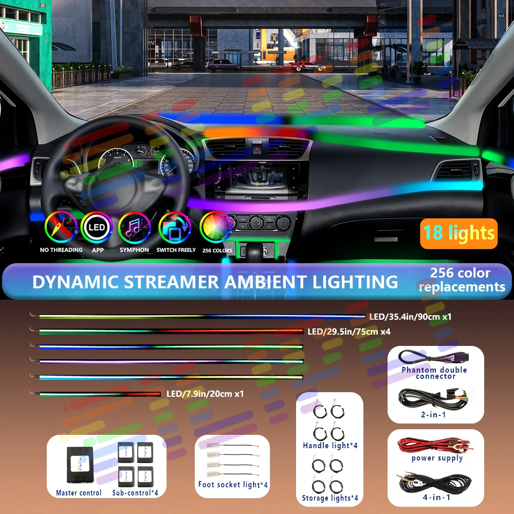 Car Neon Atmosphere Lights For Full range of vehicles 64 Colors Lighting Car Interior Ambient Light Decorative Lamp Accessories