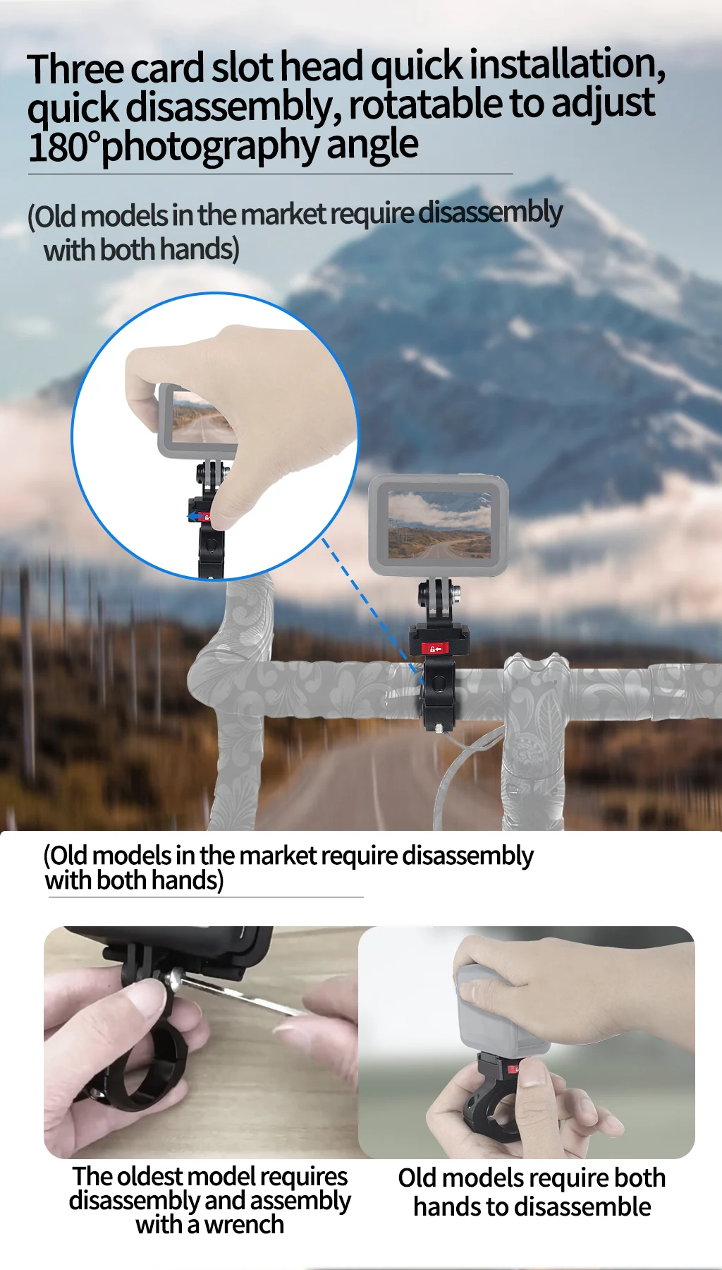 360 drehbarer Fahrrad kamera halter Schnell verschluss Split Mount Lenker klemme Motorrad halterung für Gopro Hero 13 12 11 Dji Action 4 – Detail 25
