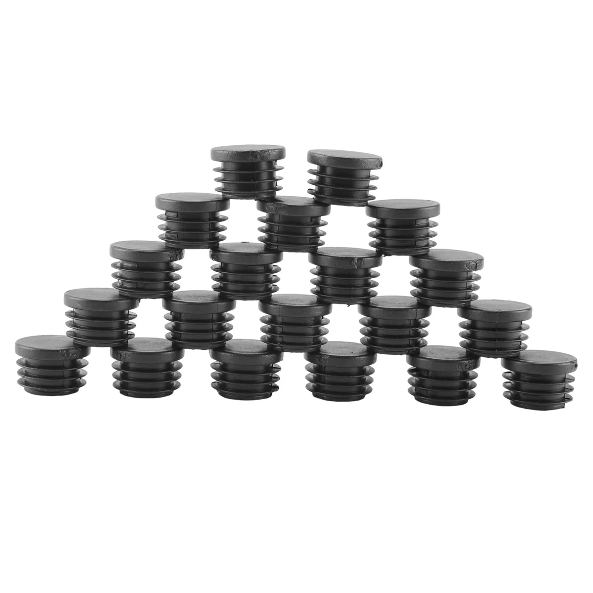 20 Pcs Black Plastic 25mm Dia Blanking End Caps Round Tube Insert