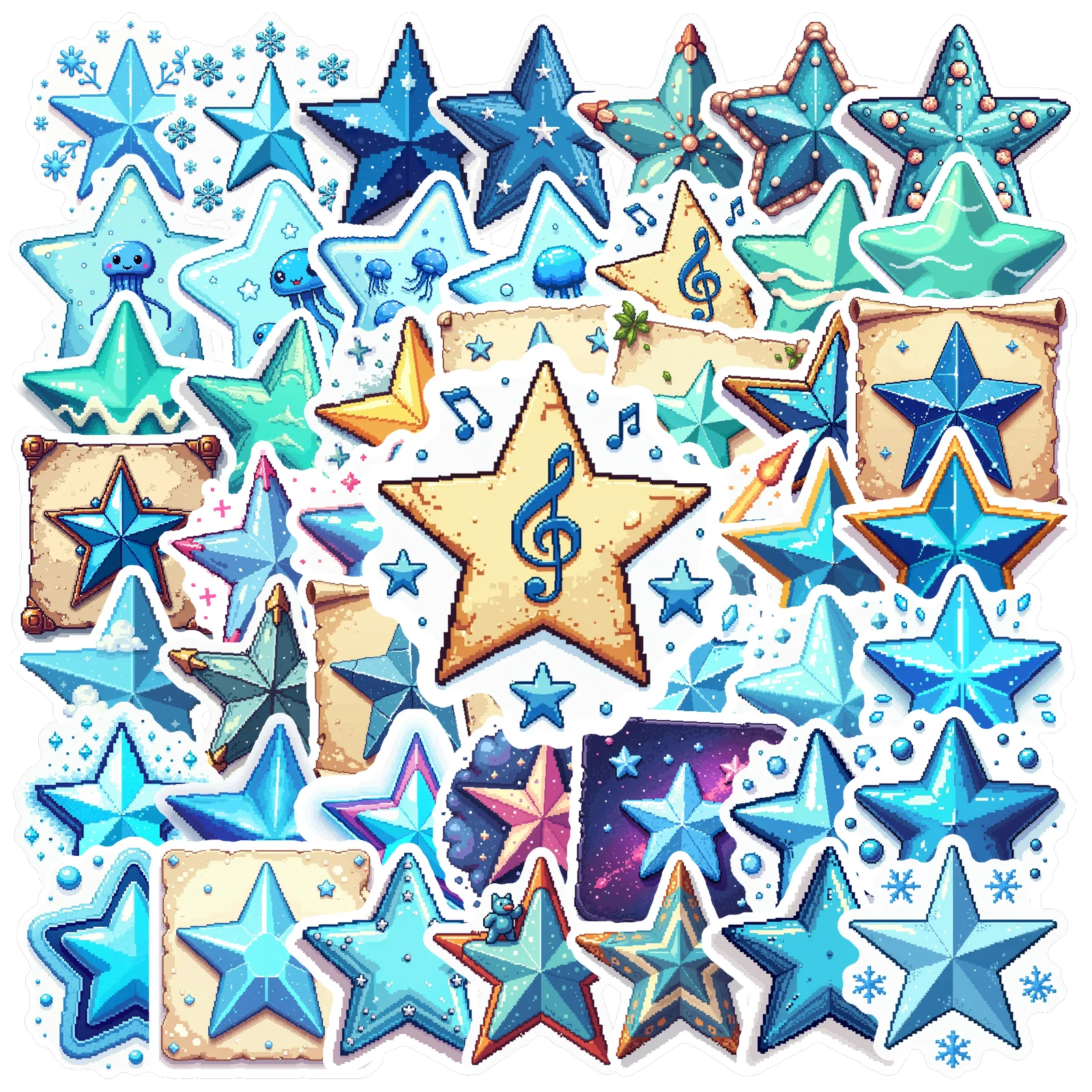 50pcs Decals  Durable Stationery Stickers Sea Animal Stickers Starfish Stickers for School Supplies Gift Party Favors