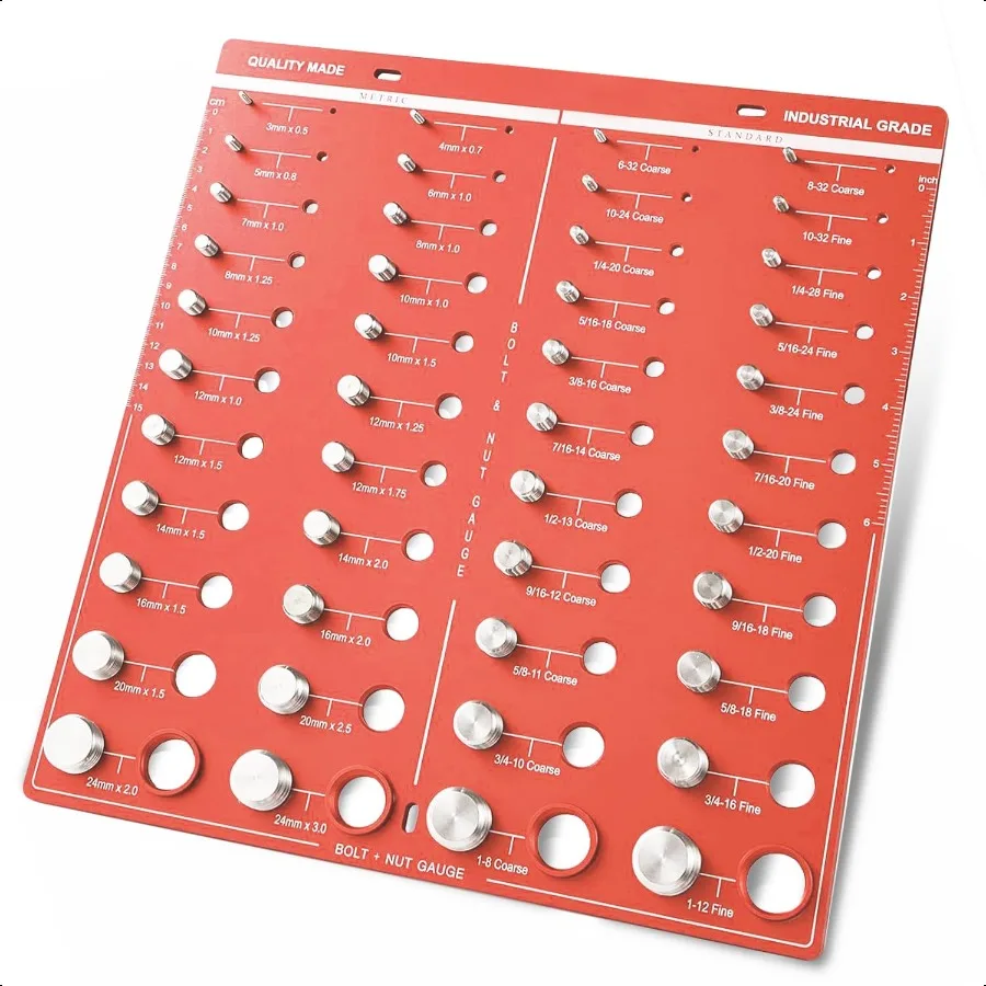 

Square 44 Nut and Bolt Thread Checker Thread Checker Bolt Size and Thread Gauge Identifier Standard Ruler with Inches and Centi