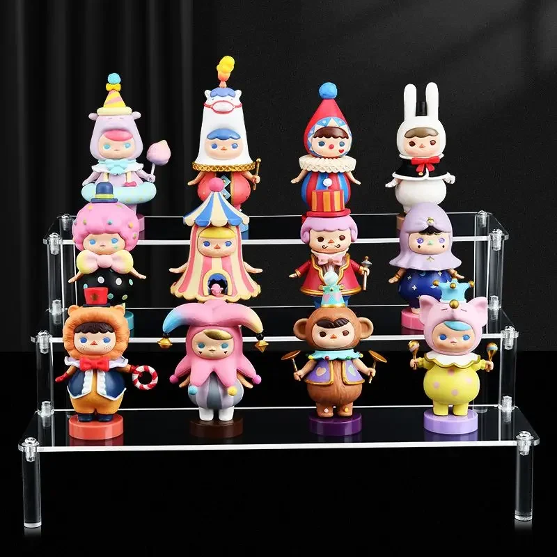 Acrylic Display Frame Transparent Black Multi-layer Ladder Shaped Hand Animation Model Doll Perfume Storage Rack Home Organizer