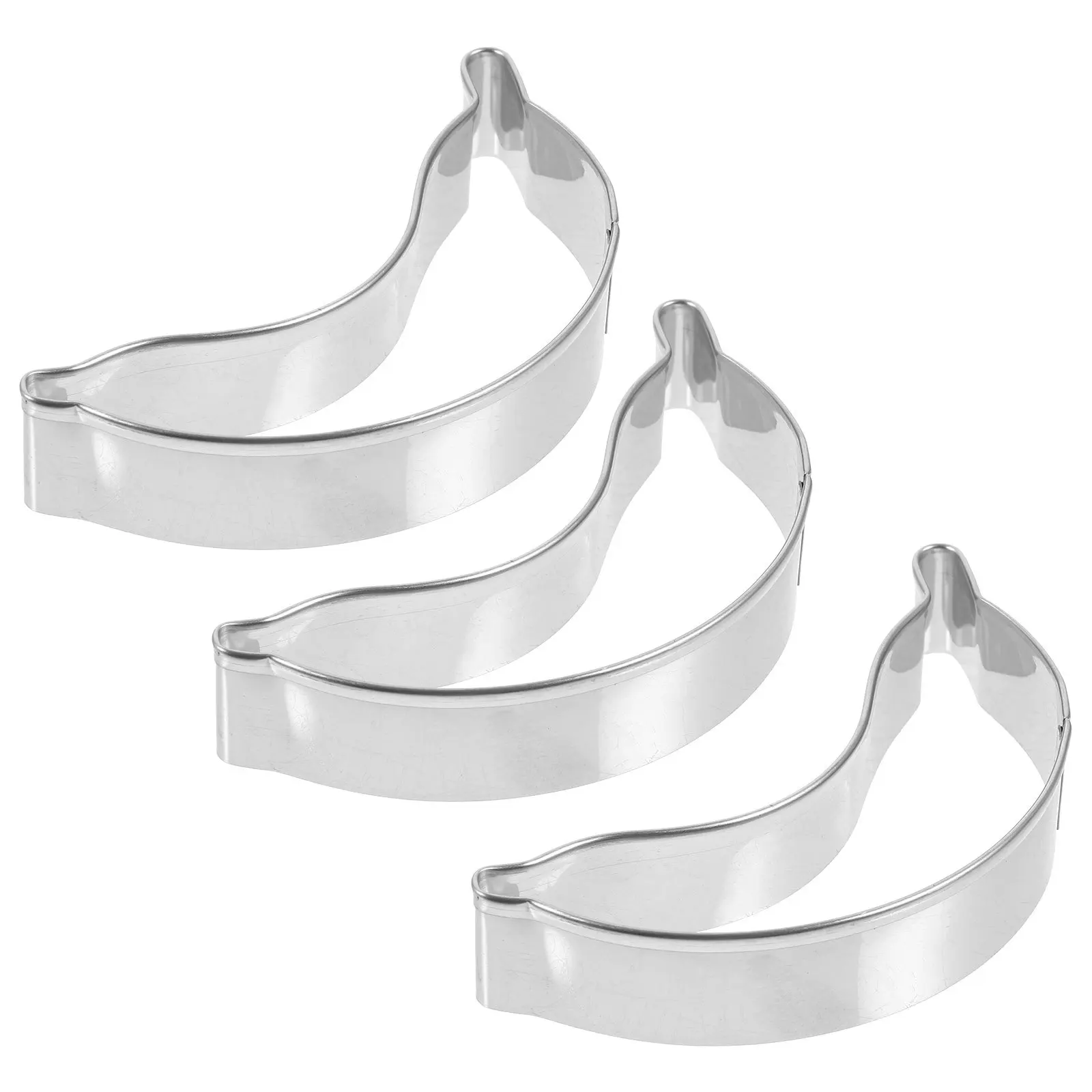 

3Pcs Banana Shaped Cookie Mold Stainless Steel Baking Cutter for Cake Chocolate Mousse Sponge DIY Dessert Craft Making