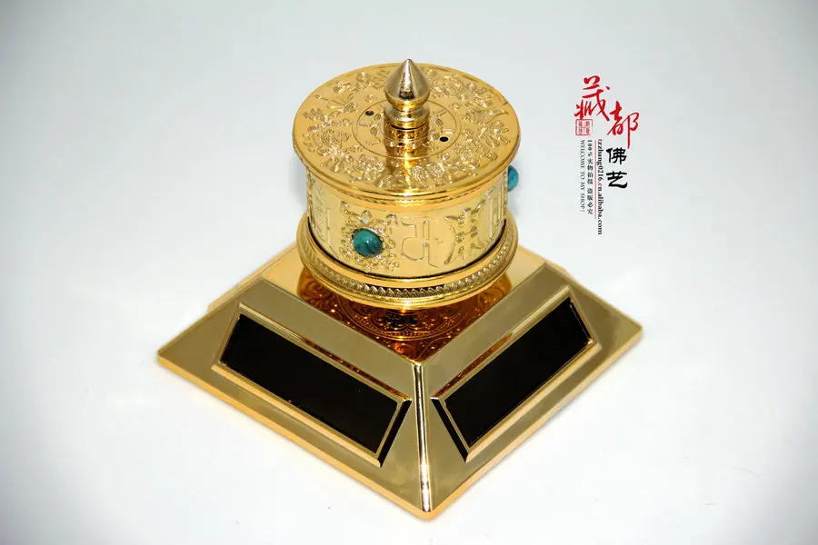 Chinese Religion Sifang Solar Car Turning Wheel Protection Ping An Buddhist Supplies  Room Decoration Accessories