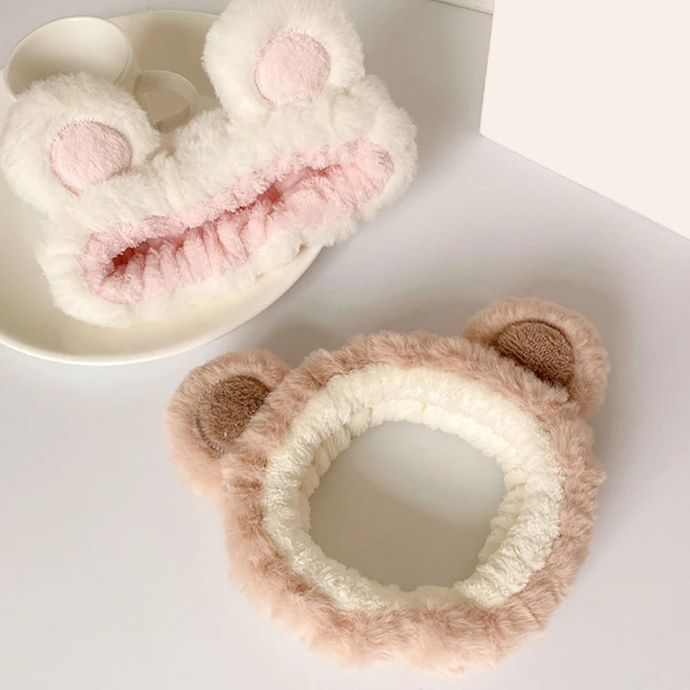 2 Pcs Hairband Plush Headband Skin Care for Face Washing Creative Headdress Bands