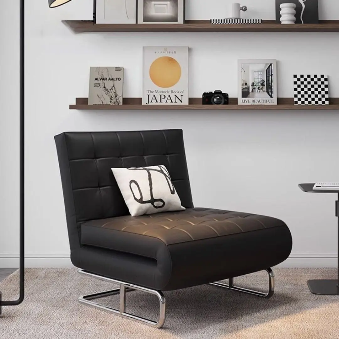 Single folding leisure chair sitting and sleeping dual-purpose sofa bed black balcony retro cream wind