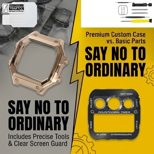 Durable 316L SS Royale Mod Matte Rose Gold Case Dial for Casio AE1300 Metal Case Faceplate K1 Mineral Replacement Parts Set view 2