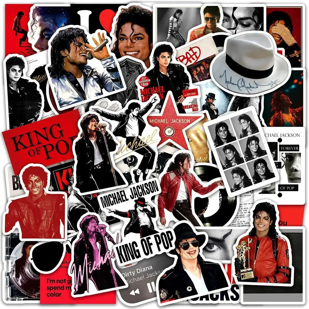 @2026 New 51pcs/50pcs Music King Michael Jackson Stickers Waterproof Vinyl Decal DIY Decorative Journal Scrapbook Laptop Luggage